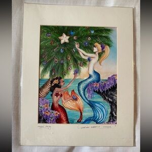 Rachel Walker Mermaids, Christmas holiday, Hawaiian Holiday, Print Signed